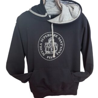 FELPA UNISEX BICOLOR CON CAPPUCCIO BLU-GRIGIO
