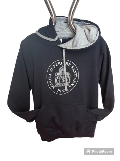 FELPA UNISEX BICOLOR CON CAPPUCCIO BLU-GRIGIO