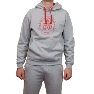 FELPA UNISEX BICOLOR GRIGIO ROSSO CON CAPPUCCIO