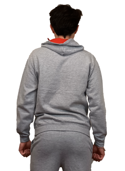 FELPA UNISEX BICOLOR GRIGIO ROSSO CON CAPPUCCIO - immagine 2
