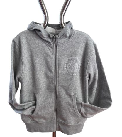 FELPA ADULTO GRIGIO CON ZIP E LOGO RICAMATO