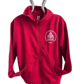 FELPA ADULTO ROSSO CON ZIP E LOGO RICAMATO