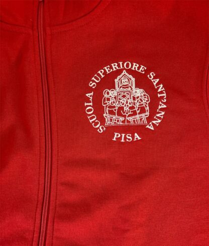 FELPA ADULTO ROSSO CON ZIP E LOGO RICAMATO - immagine 2