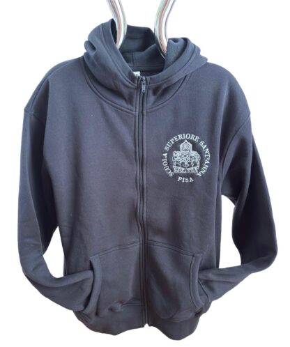 FELPA ADULTO BLU CON  ZIP E LOGO RICAMATO